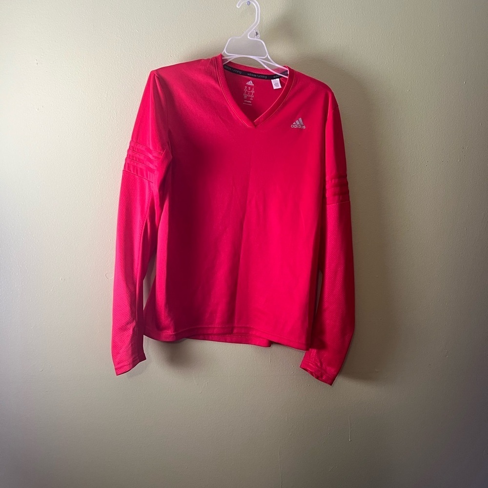 Adidas Bright Red V-Neck Long Sleeve size medium.